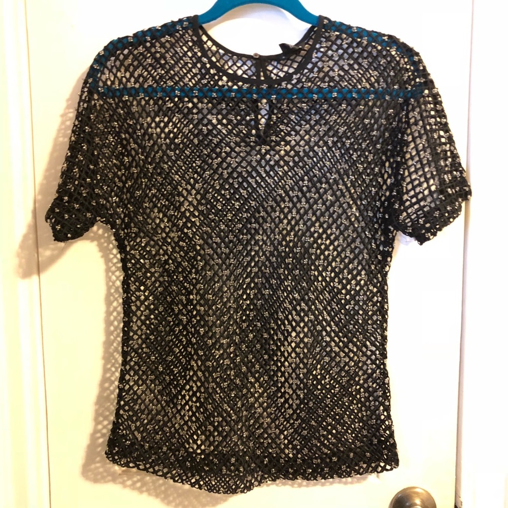 Club Monaco Sheer Beaded Netted Top Size XS